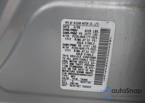 2009 Nissan Rogue Sl from USA, damaged, VIN JN8AS58V49W447697